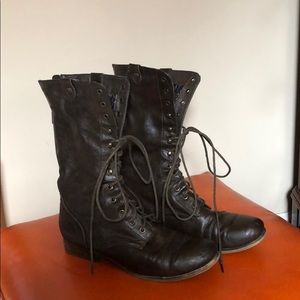 Faux Leather Lace Up Boots